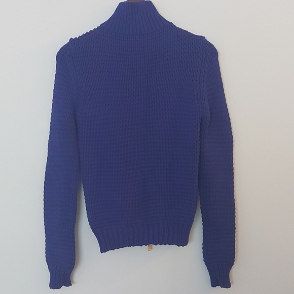 Malo Double Zipper Mock Neck Cotton Polymide Shaker Knit Sweater Size 38 - Picture 2 of 10